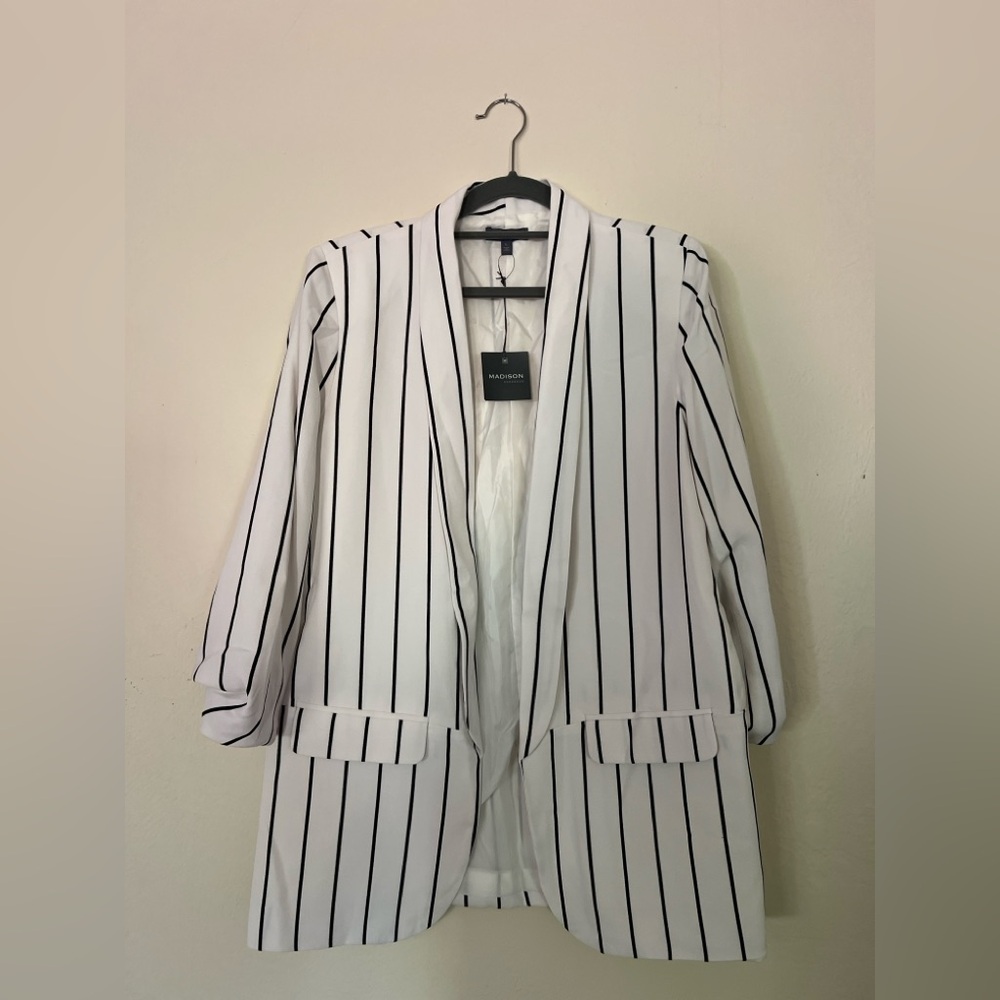 NWT Madison Striped Open-Front Blazer (L) ⚡🖤